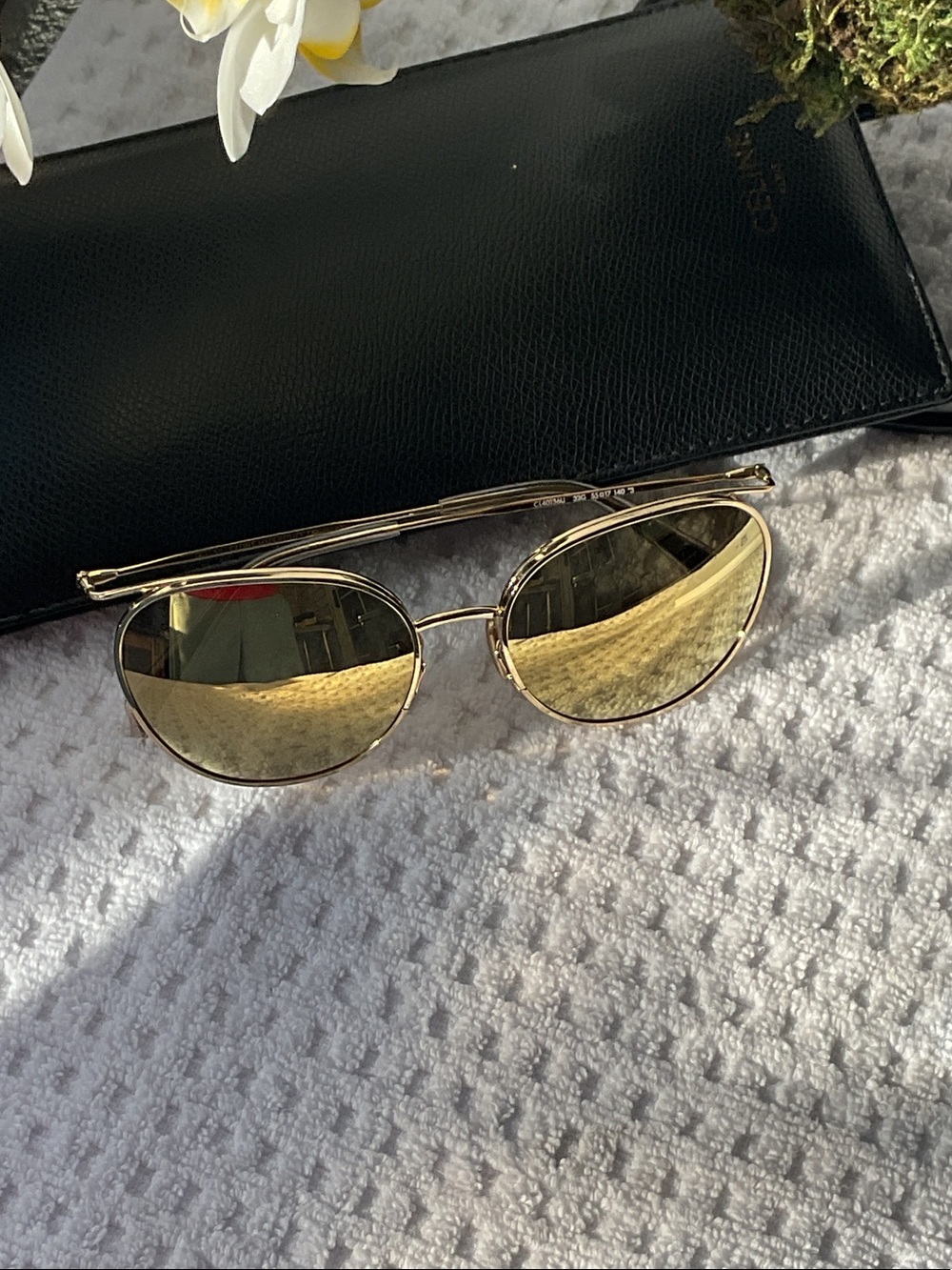 Celine Gold Mirrored Round Sunglasses with Gold Frame